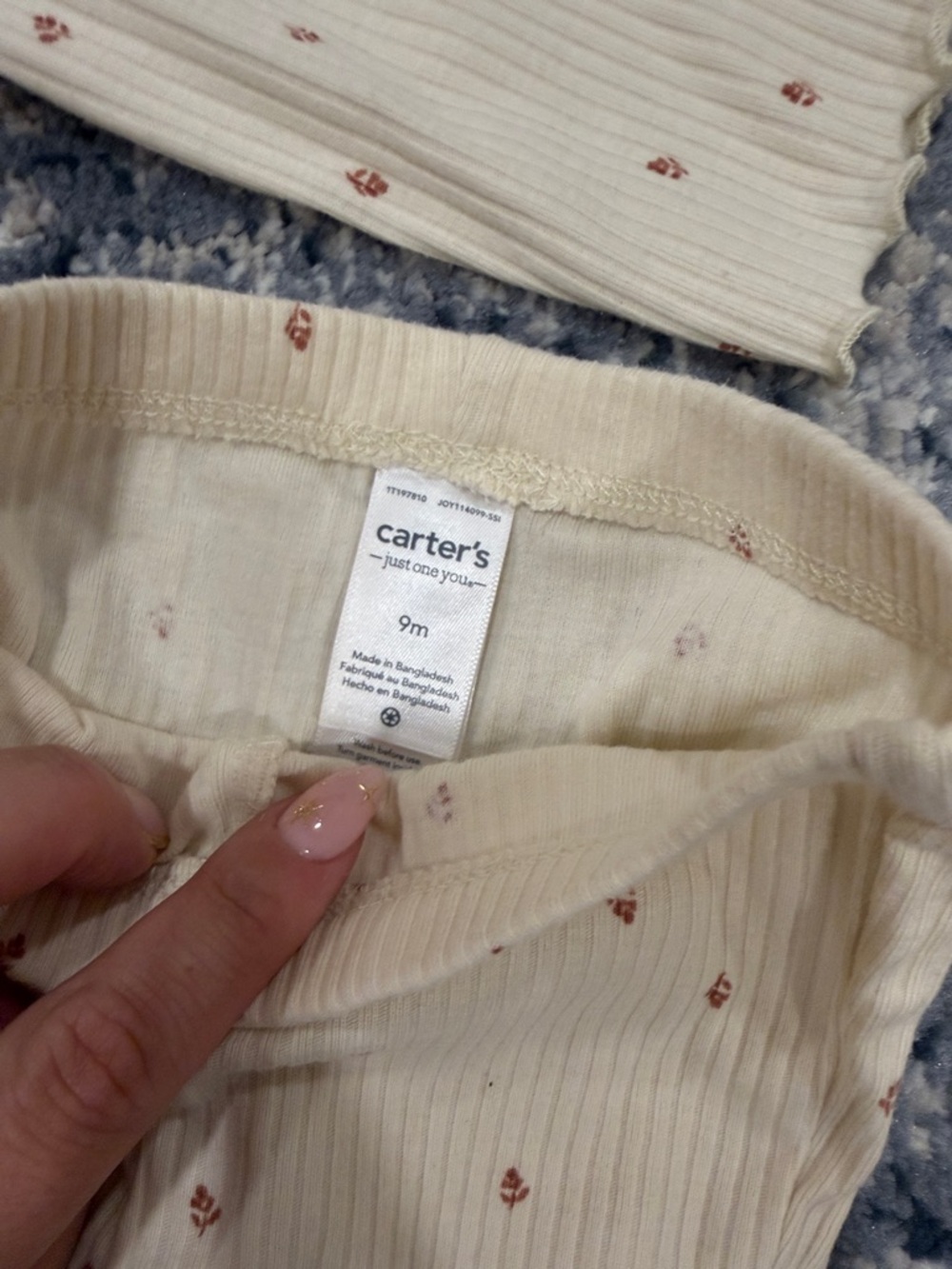 Carter's Cream Ribbed Floral-Print Pajama Set - Picture 2 of 3